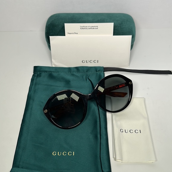 ⛔️SOLD⛔️ NWT Authentic Gucci Round Sunglasses- Black/Brown - Picture 9 of 10